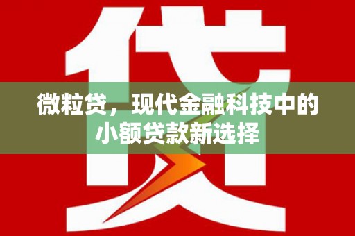 鹿港微粒贷，现代金融科技中的小额贷款新选择