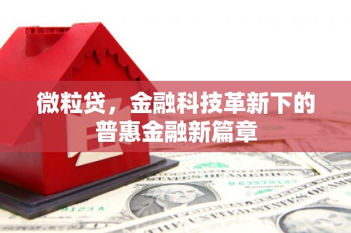 鹿港微粒贷，金融科技革新下的普惠金融新篇章