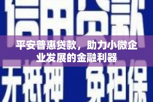 鹿港平安普惠贷款，助力小微企业发展的金融利器
